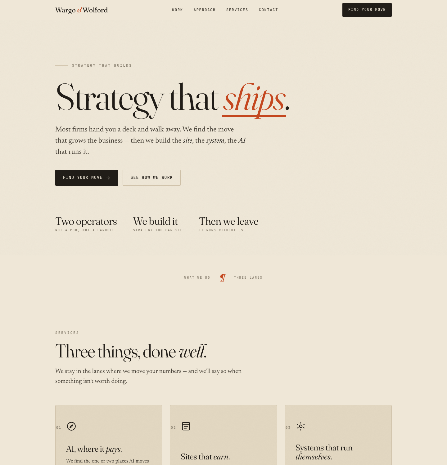 Struck Note — Foolscap & Iron homepage mockup preview