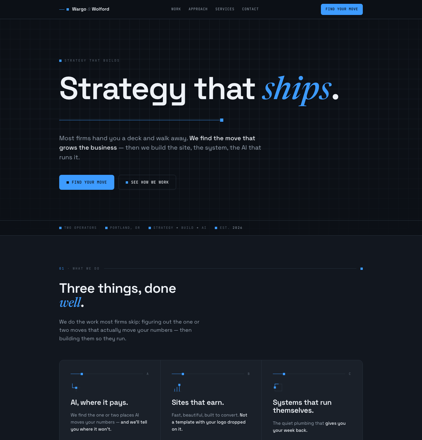 Frontier — Cold Frontier homepage mockup preview